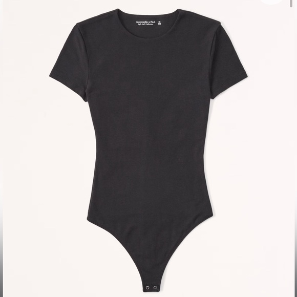 Abercrombie & Fitch Tops - Abercrombie & Fitch Short-Sleeve Black Seamless Fabric Crew Bodysuit XS